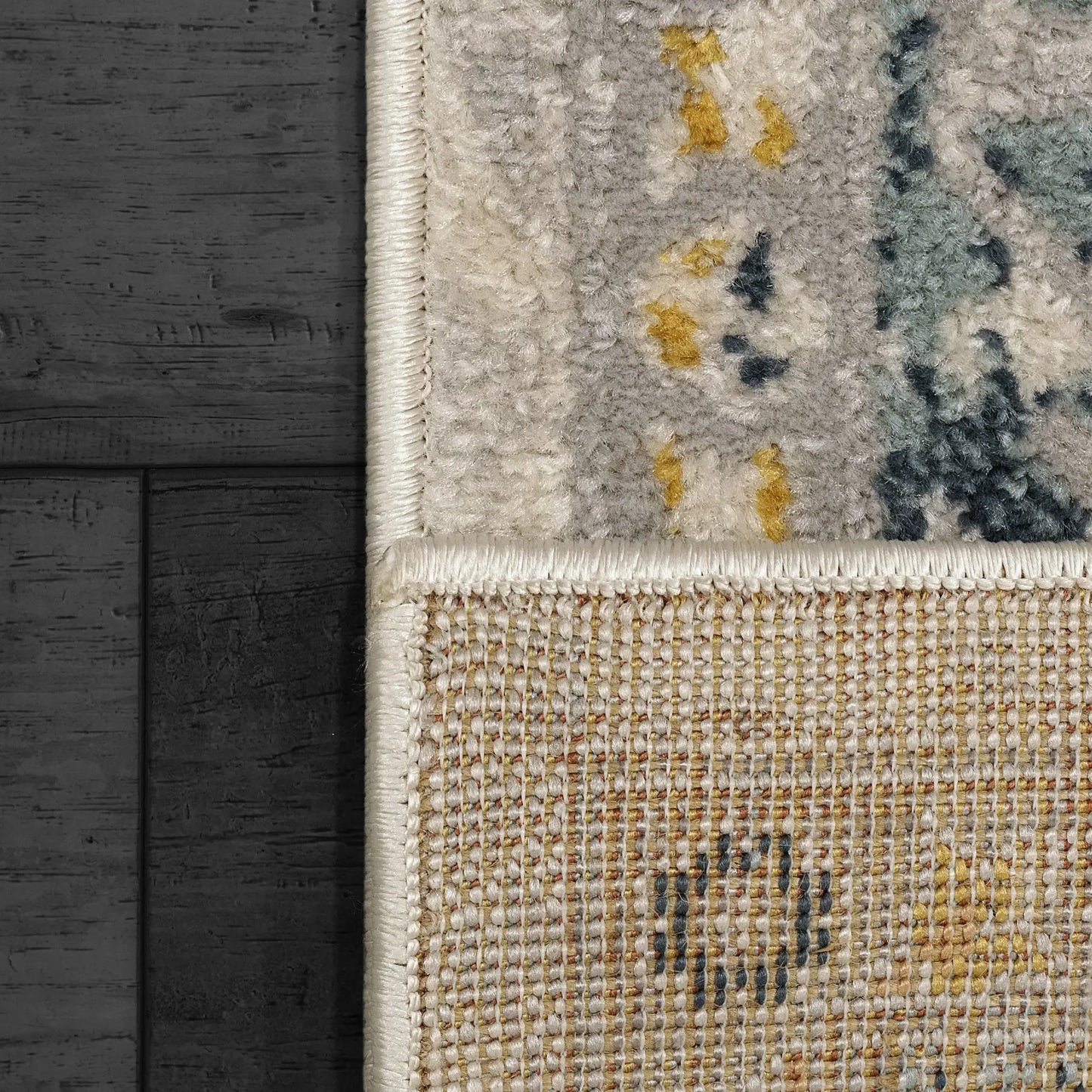 A closeup of a Zahara finished wool runner.