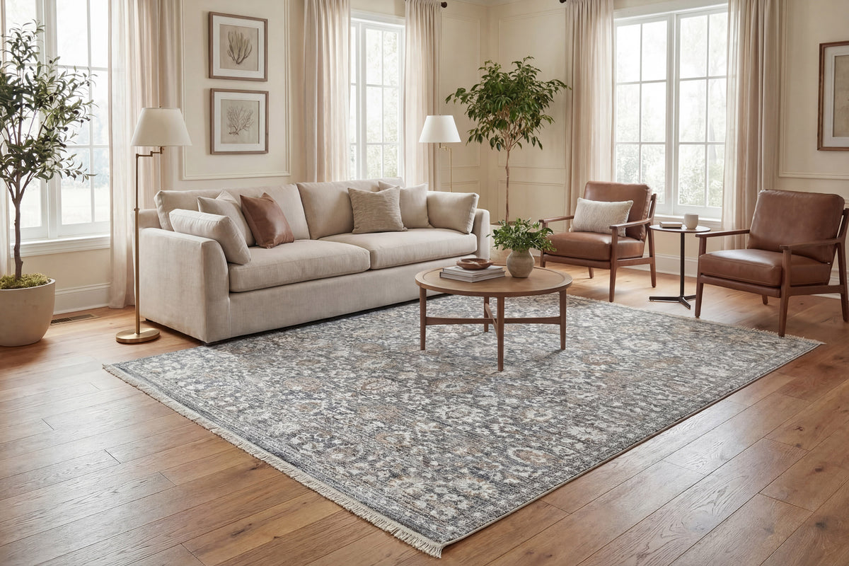 Patara 10566 Dark Grey/Silver rug – room scene