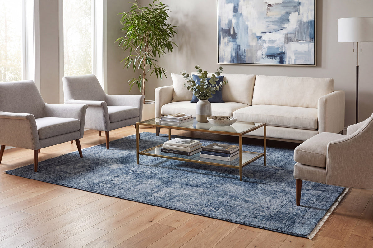 Atmos 11980 Navy rug – room scene