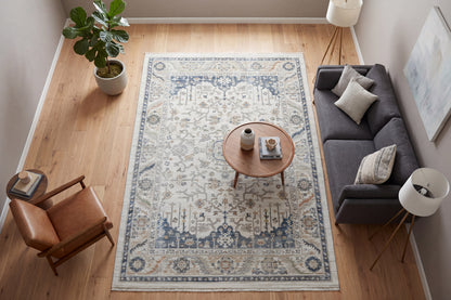 Authentic 18782 Ivory/Navy rug – room scene