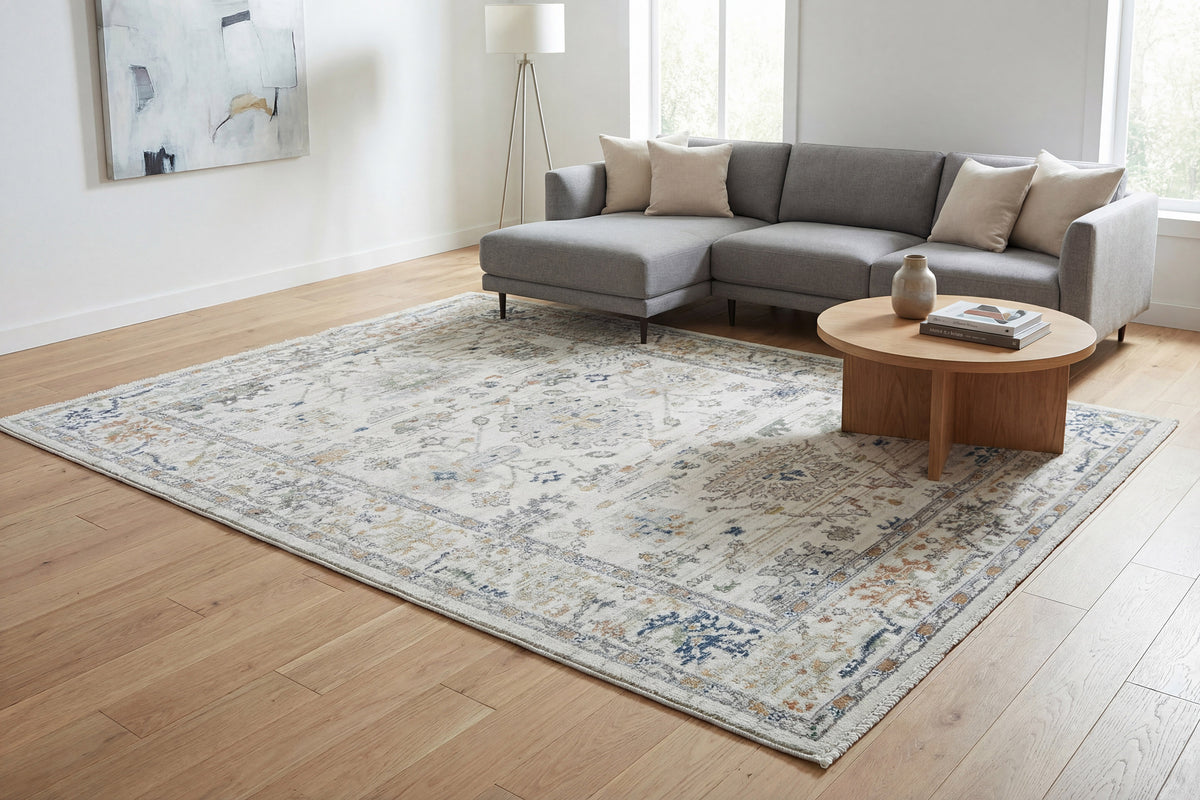 Authentic 18783 Ivory/Multi rug – room scene