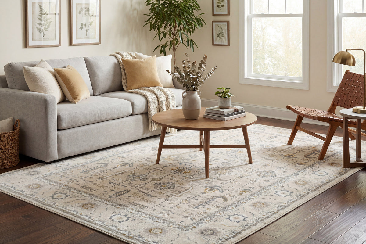 Azure 12584 Ivory/Grey/Blue rug – room scene