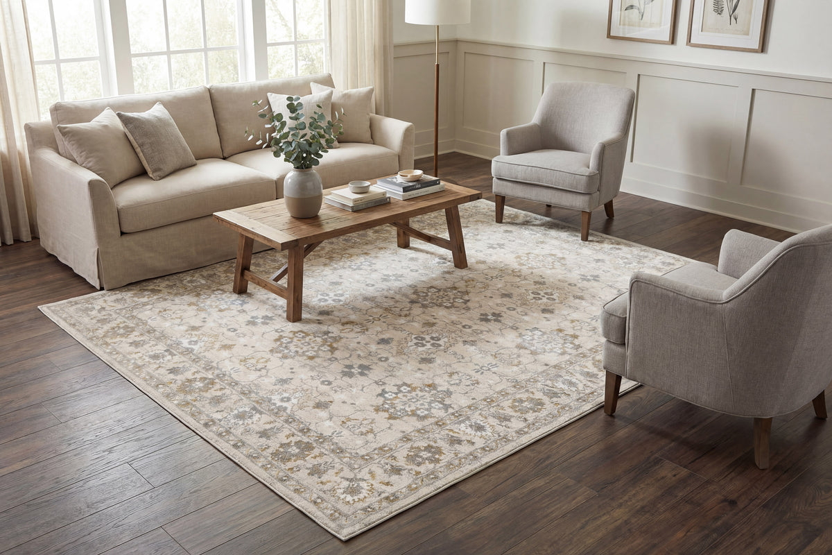 Azure 12586 Ivory/Grey/Blue rug – room scene