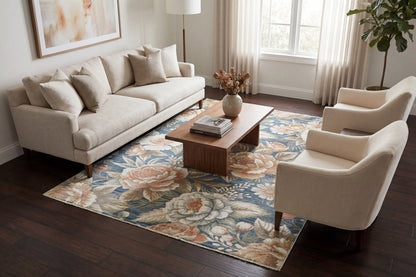 Botanica 13361 Navy/Beige/Coral rug – room scene