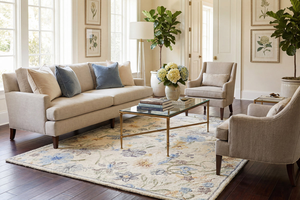 Daisy 9089 Ivory/Multi rug – room scene