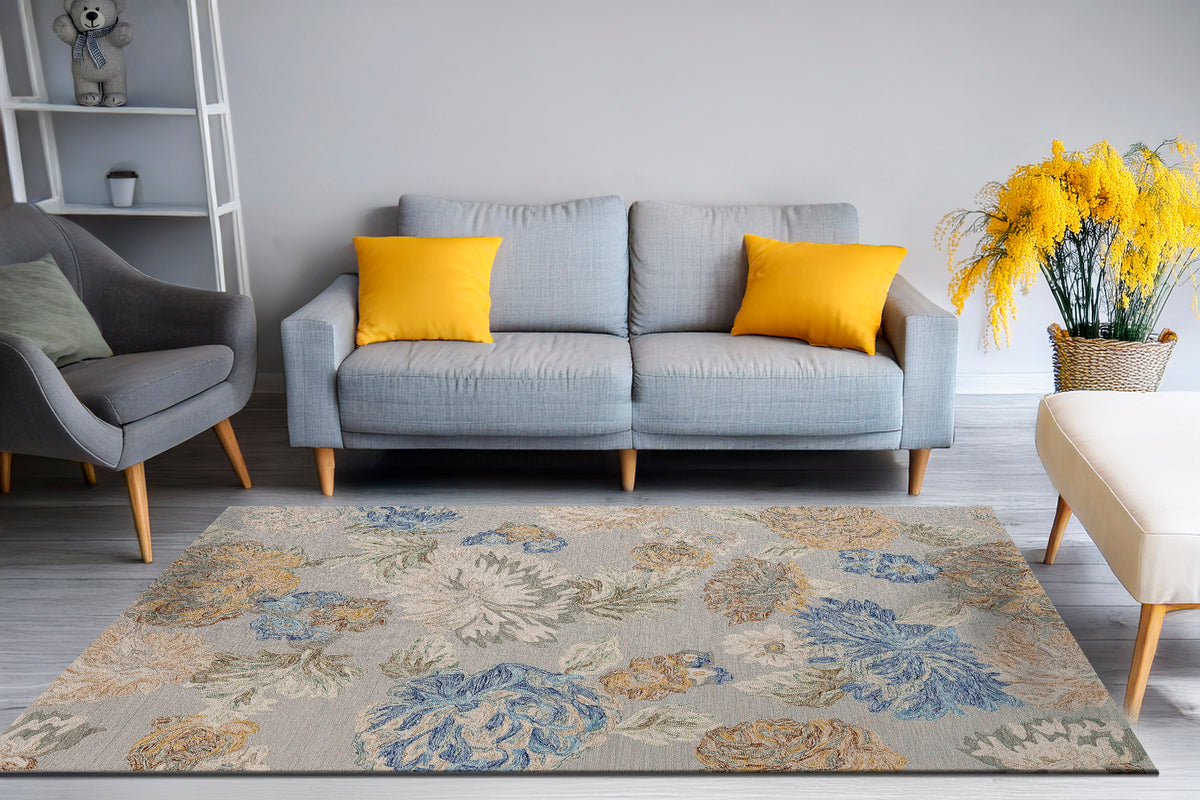 Daisy 9090 Sage/Multi rug – room scene