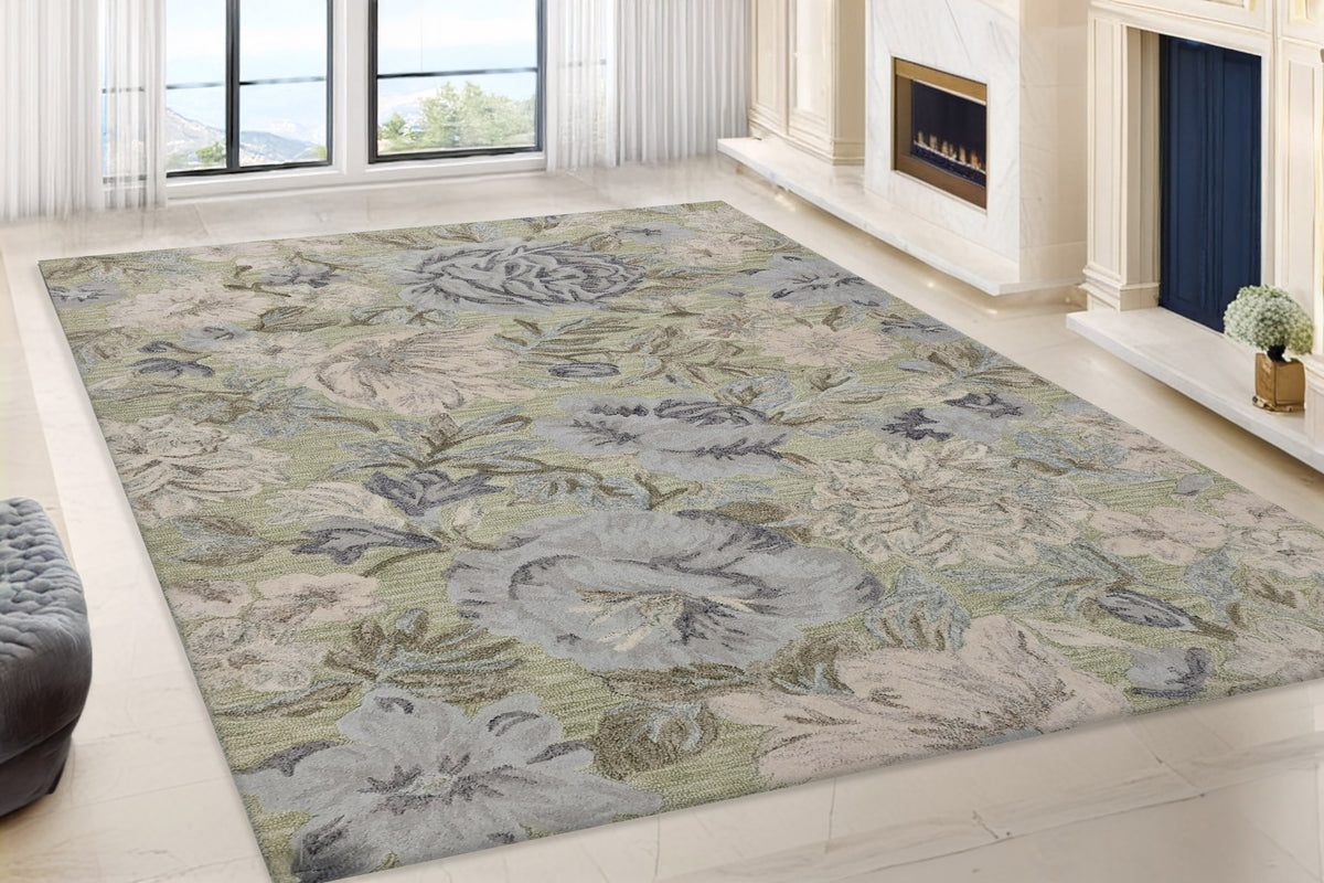 Daisy 9091 Light Green/Multi rug – room scene