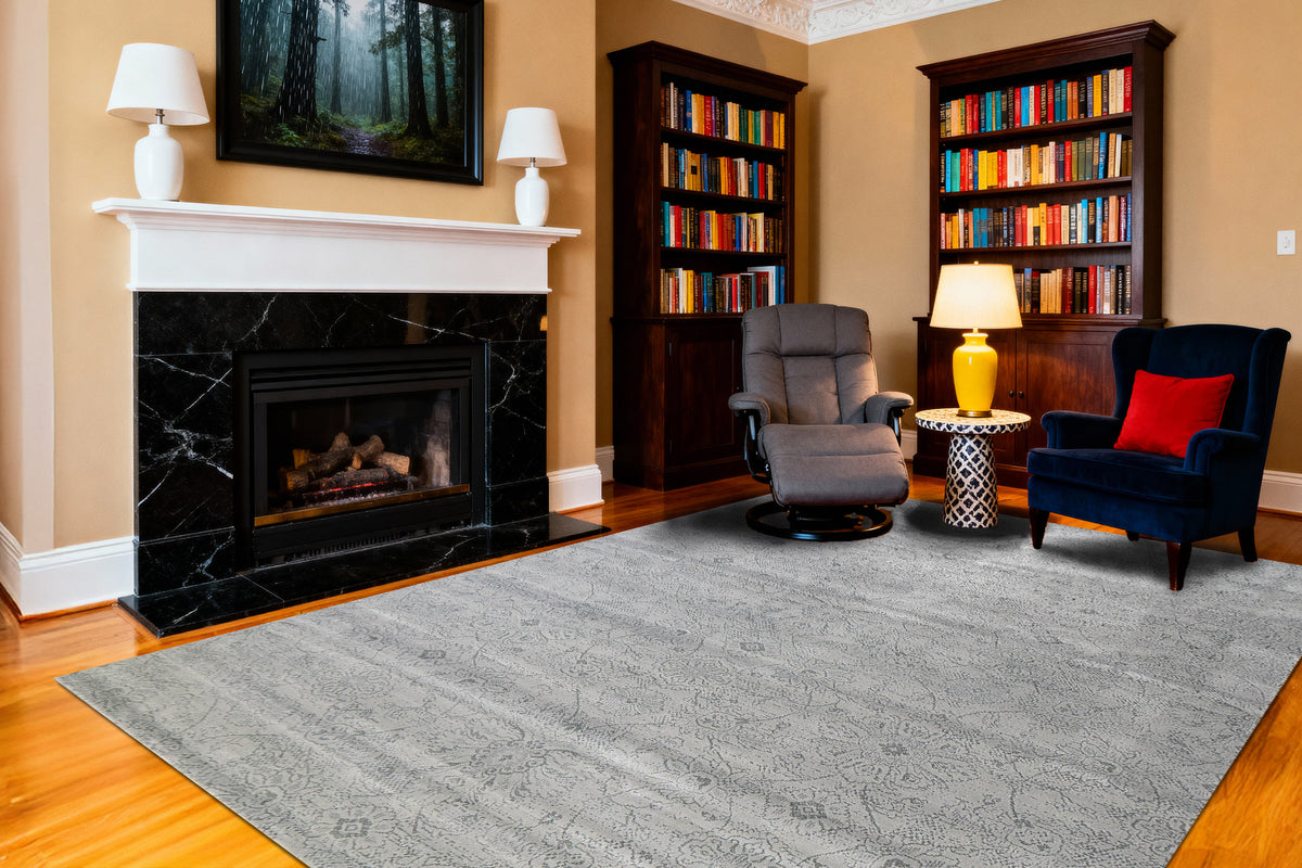 Harmony 59002 Ivory/Blue rug – room scene