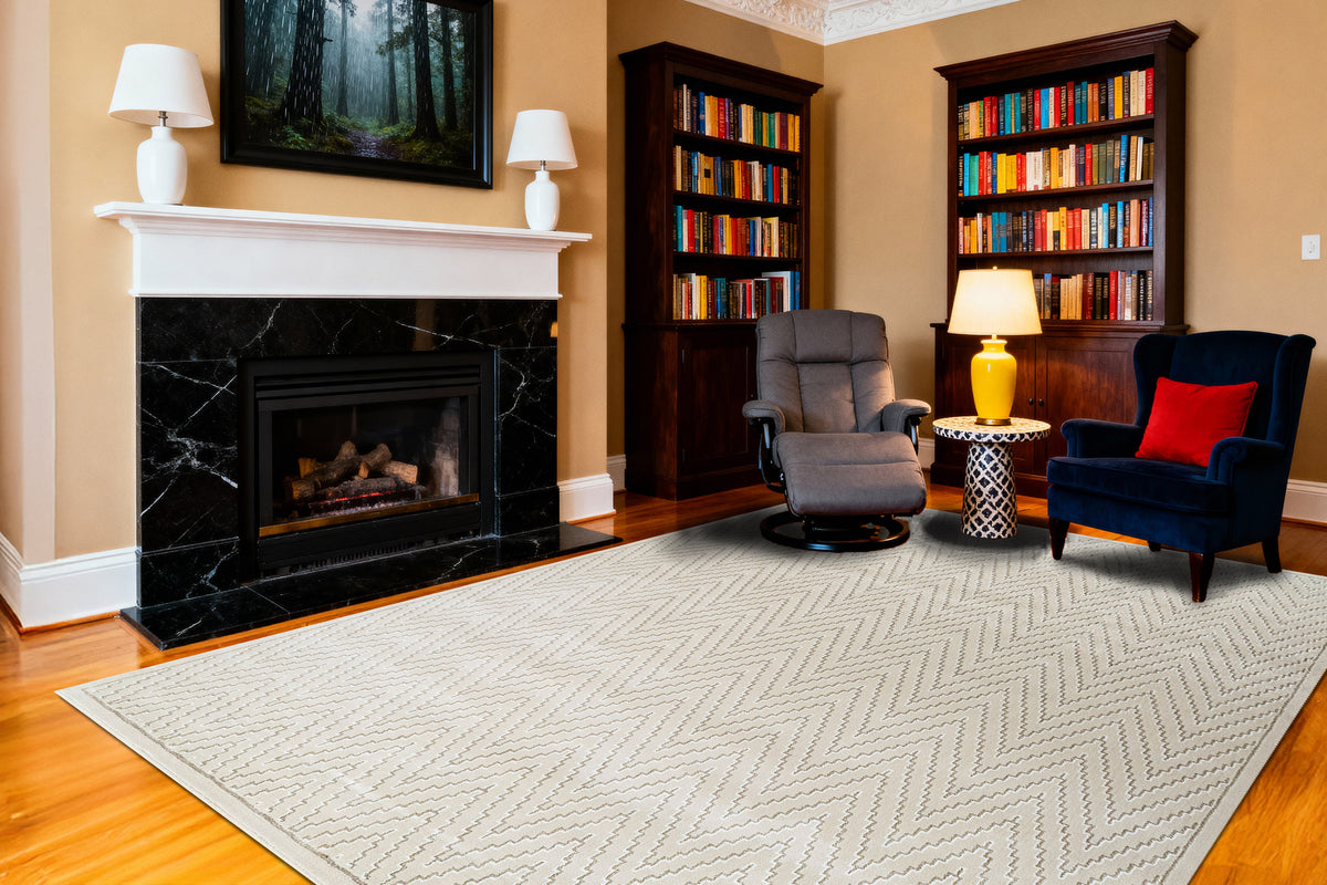 Harmony 59019 Ivory/Grey rug – room scene