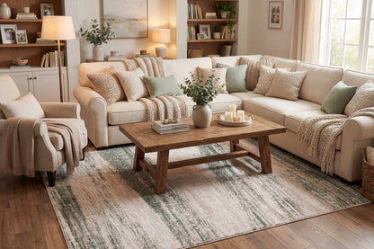 Lazer 12675 Cream/Green rug – room scene