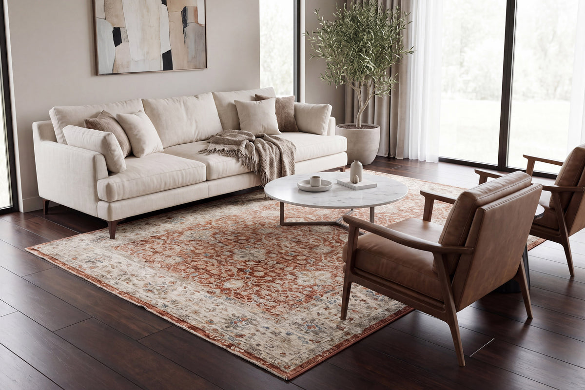 Luminous 17603 Rust/Cream rug – room scene