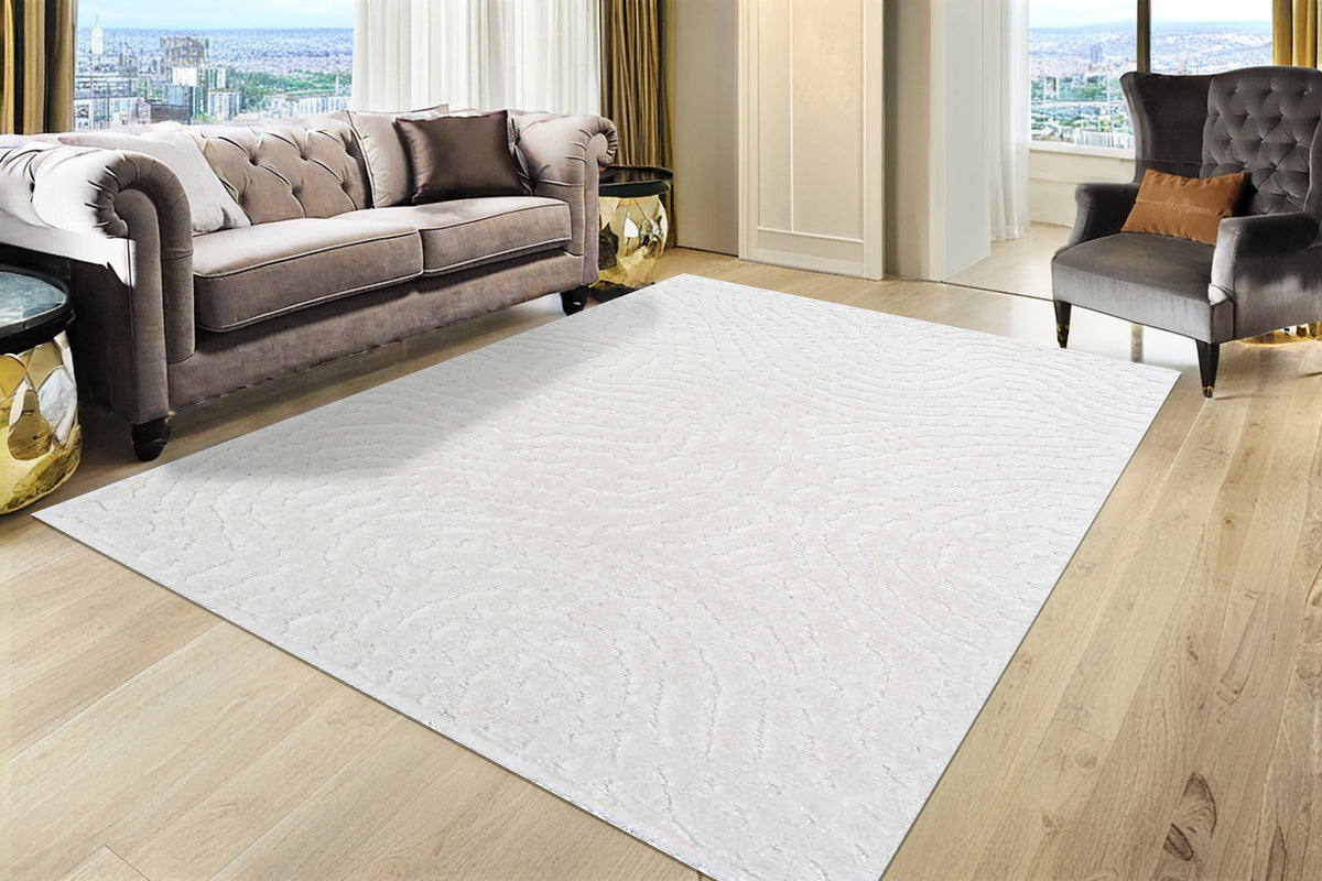 Masai 14024 White rug – room scene