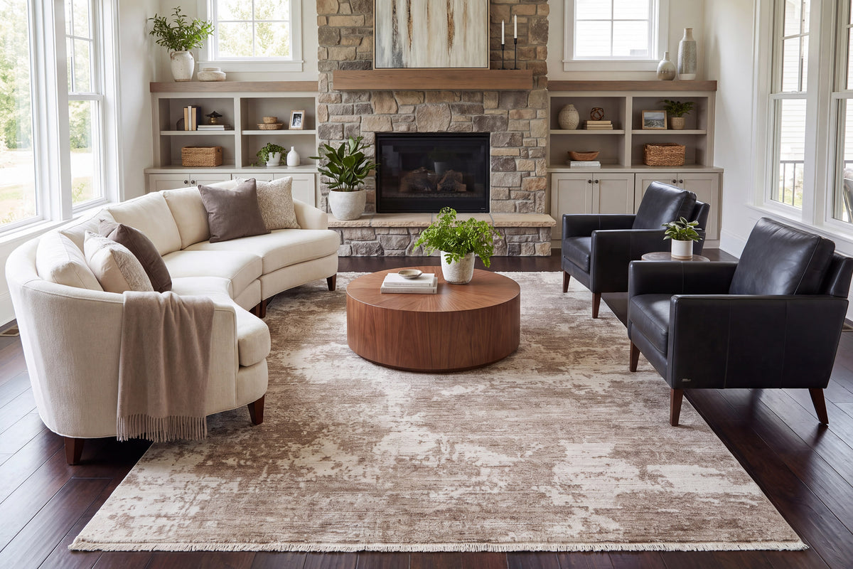 Sequence 18502 Beige/Dark Beige rug – room scene