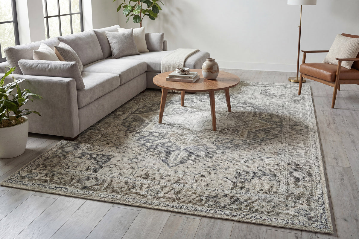 Stefano 15706 Beige/Taupe/Grey rug – room scene