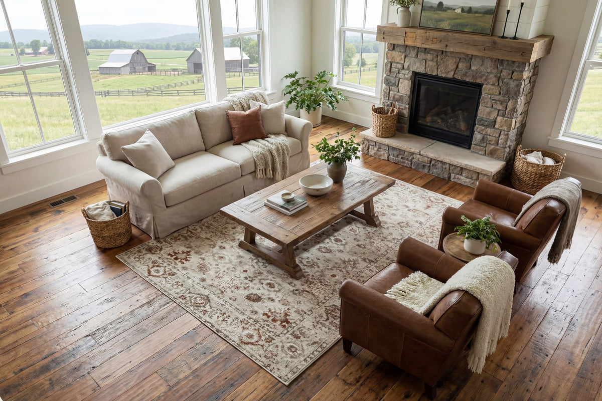 Venedik 17770 Cream/Terra rug – room scene