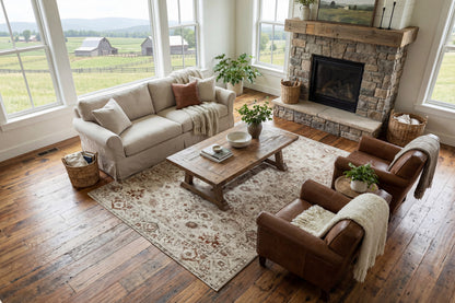 Venedik 17770 Cream/Terra rug – room scene