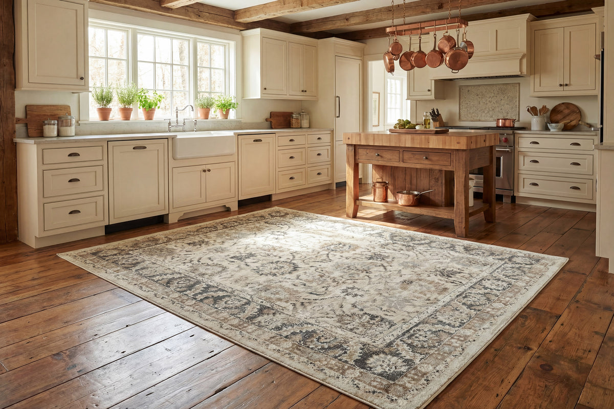 Venedik 17772 Cream/Grey rug – room scene