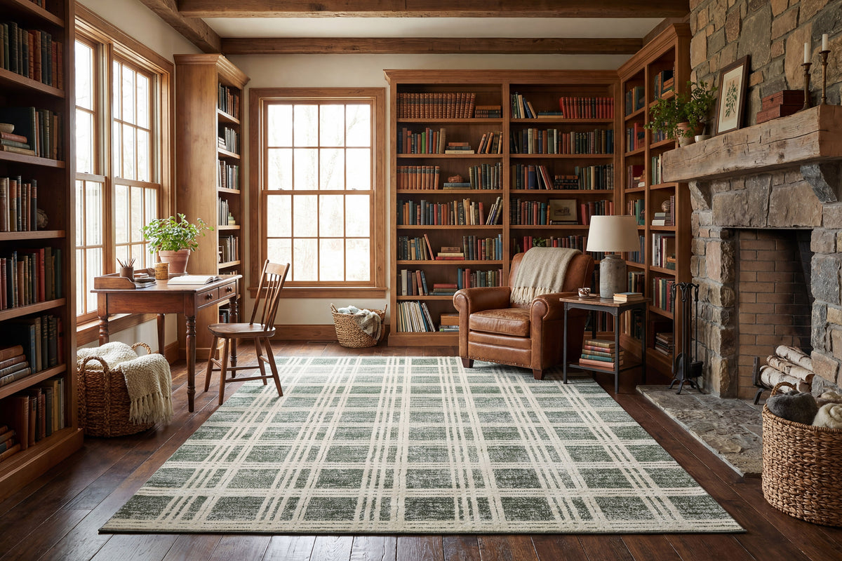 Venedik 17774 Green/Grey rug – room scene
