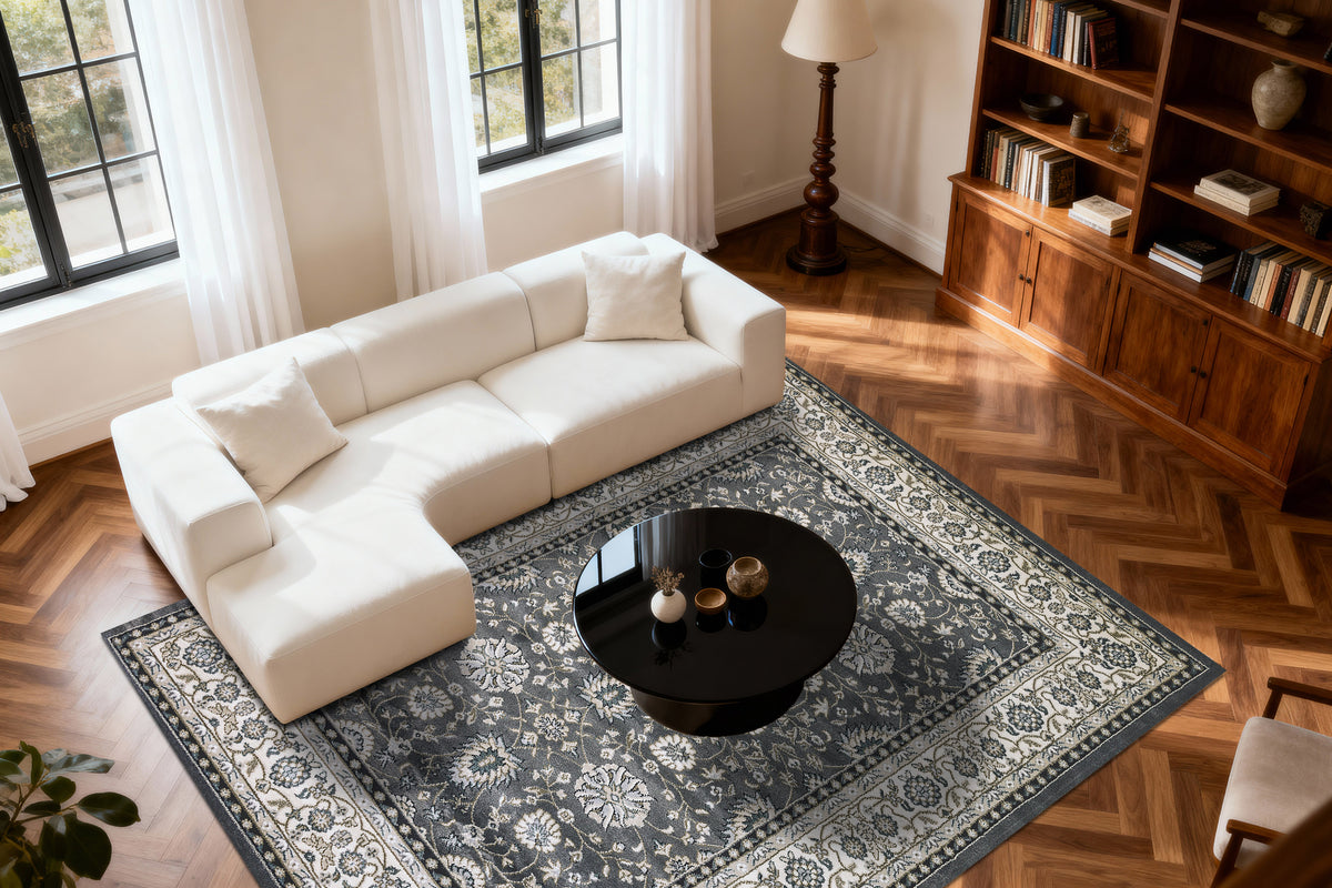 Yazd 2803 Grey/Ivory rug – room scene