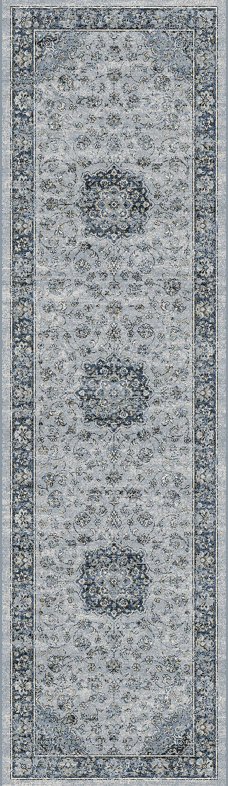 Ancient Garden 57559 Finished Runner Silver/Blue