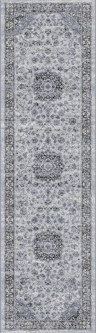 Ancient Garden 57559 Finished Runner Silver/Grey